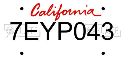 7EYP043 California License Plate