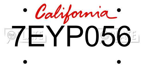 7EYP056 California License Plate