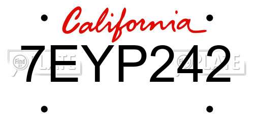 7EYP242 California License Plate