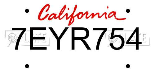 7EYR754 California License Plate