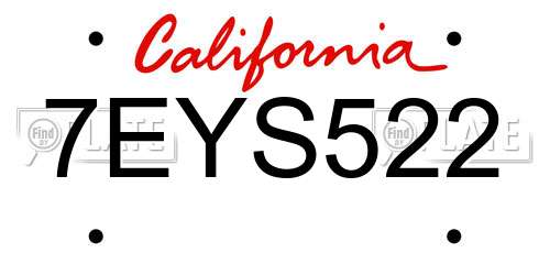 7EYS522 California License Plate