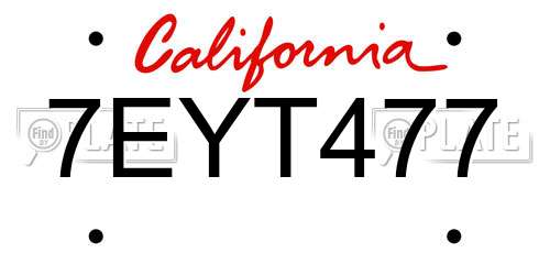 7EYT477 California License Plate