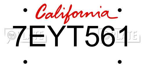 7EYT561 California License Plate
