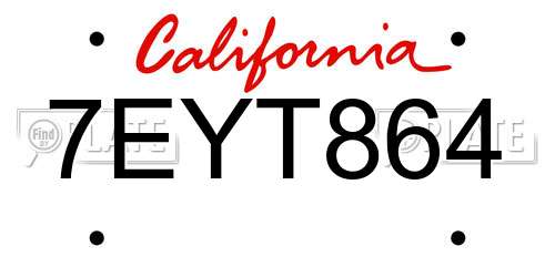 7EYT864 California License Plate