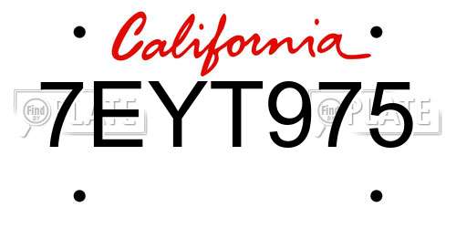 7EYT975 California License Plate