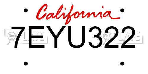 7EYU322 California License Plate