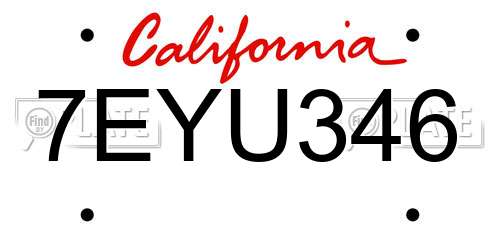 7EYU346 California License Plate