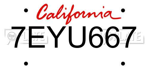 7EYU667 California License Plate