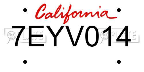 7EYV014 California License Plate