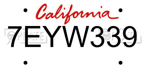 7EYW339 California License Plate