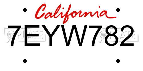 7EYW782 California License Plate