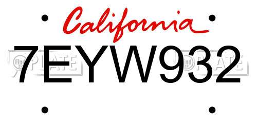 7EYW932 California License Plate