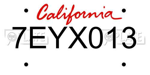 7EYX013 California License Plate