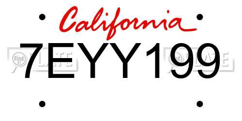 7EYY199 California License Plate