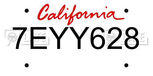 7EYY628 California License Plate