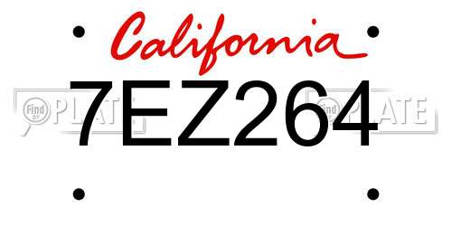 7EZ264 California License Plate