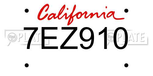 7EZ910 California License Plate