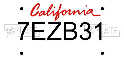 7EZB31 California License Plate