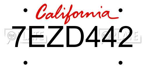 7EZD442 California License Plate
