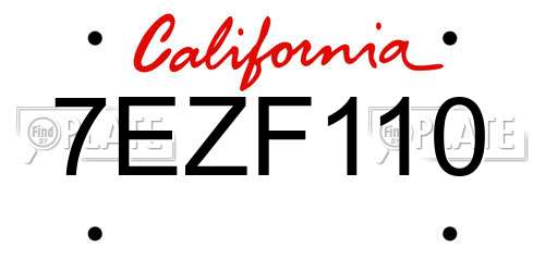 7EZF110 California License Plate