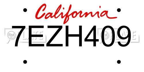 7EZH409 California License Plate