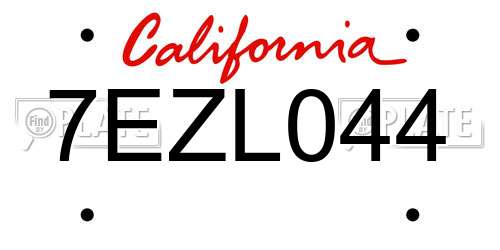 7EZL044 California License Plate
