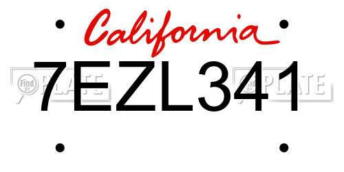 7EZL341 California License Plate