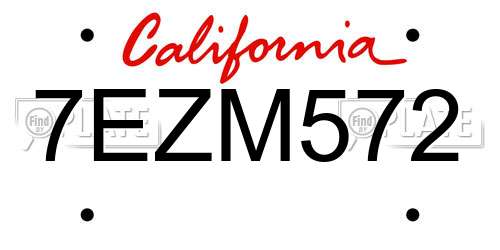 7EZM572 California License Plate