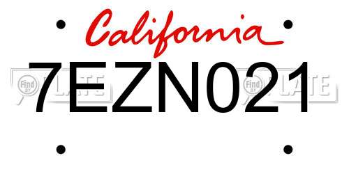 7EZN021 California License Plate