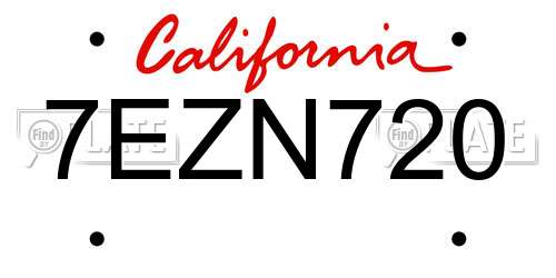 7EZN720 California License Plate