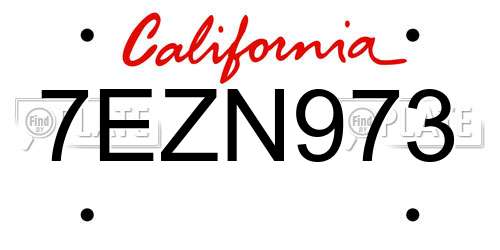 7EZN973 California License Plate