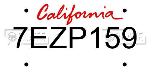 7EZP159 California License Plate