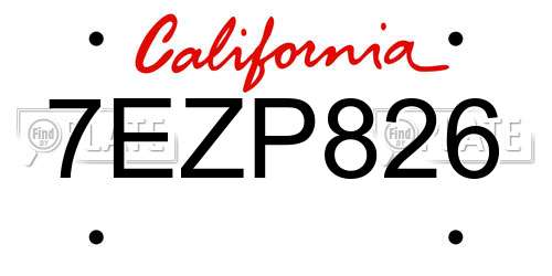 7EZP826 California License Plate