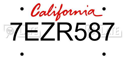 7EZR587 California License Plate