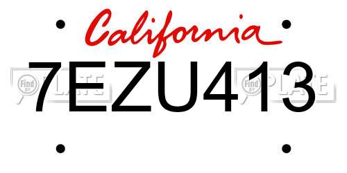 7EZU413 California License Plate