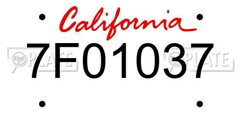 7F01037 California License Plate