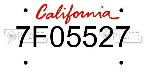 7F05527 California License Plate