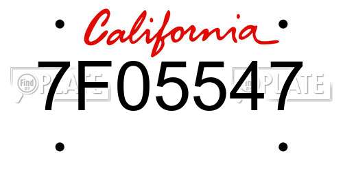 7F05547 California License Plate