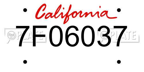 7F06037 California License Plate