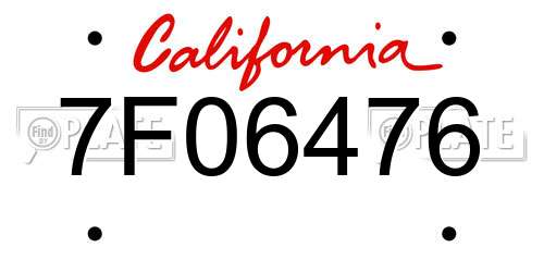 7F06476 California License Plate