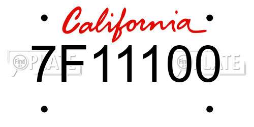 7F11100 California License Plate