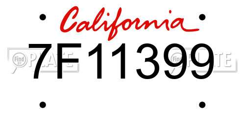 7F11399 California License Plate