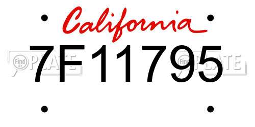 7F11795 California License Plate