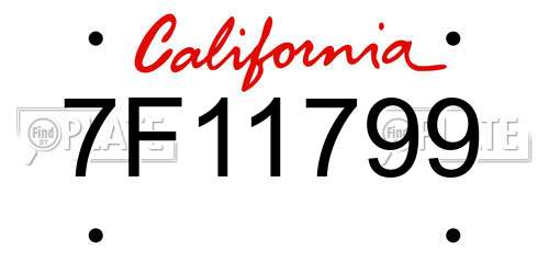 7F11799 California License Plate