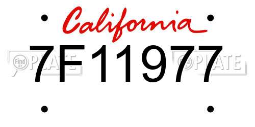 7F11977 California License Plate