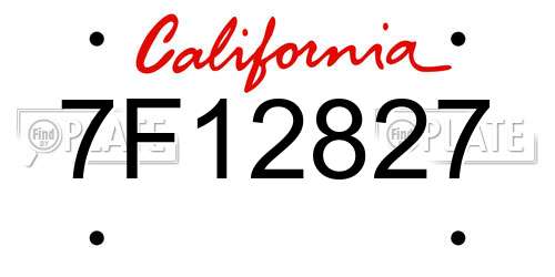 7F12827 California License Plate