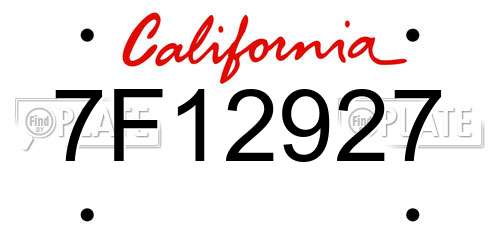 7F12927 California License Plate
