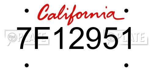 7F12951 California License Plate