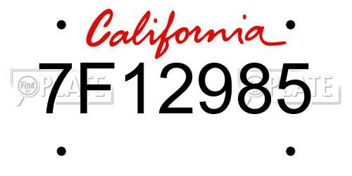 7F12985 California License Plate