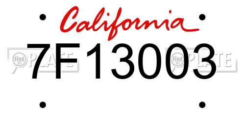 7F13003 California License Plate